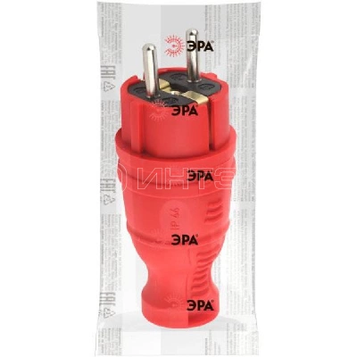 Вилка прямая V8-RED-IP44 16А IP44 з/з каучук красн. Эра Б0044547 изображение, фото