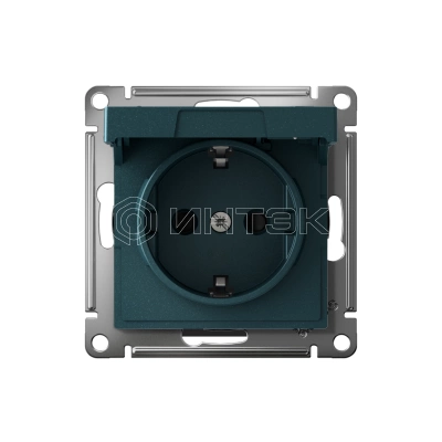 Розетка AtlasDesign 16А IP20 с заземл. защ. шторки с крышкой быстрозажим. клем. механизм изумруд Systeme Electric ATN000846S изображение, фото