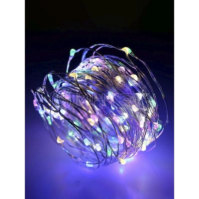 Гирлянда светодиодная "Разноцветные нити" 1.5м 30LED мультиколор в виде капель элементы питания 3хAA (не в компл.) КОСМОС KOCNL-EL114_multy изображение, фото