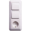 Блок СП Blanca / Прима (розетка с заземл. + 1-кл. + 1-кл. выкл.) (розн. упак.) бел. Systeme Electric BK2VR-008V-BI изображение, фото