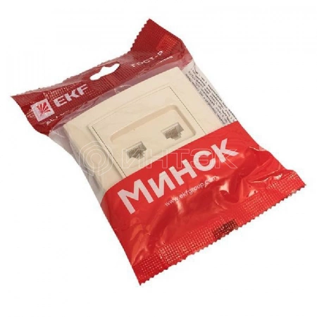 Розетка компьютерная 2-м СП Минск RJ45 беж. EKF ERK02-035-20 изображение, фото
