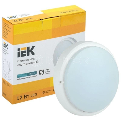Светильник светодиодный ДПО 4002 12Вт 4000К IP54 круг бел. IEK LDPO0-4002-12-4000-K01 изображение, фото