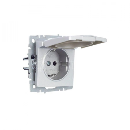 Розетка BRITE РСбш10-3-БрА 16А IP20 с заземл. защ. шторки с крышкой механизм алюм. IEK BR-R16-16-K47 изображение, фото