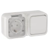 Блок ОП TORS TS342 (розетка + выключатель) 16А IP55 горизонт. бел. IEK TS-G10-6-55-V-K01 изображение, фото