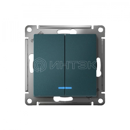 Выключатель 2-кл. СП AtlasDesign 10А IP20 (сх. 5а) 10AX с подсветкой механизм изумруд Systeme Electric ATN000853 изображение, фото