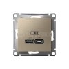 Розетка USB AtlasDesign тип A+C 5В/2.4А 2х5В/1.2А механизм шампань Systeme Electric ATN000539 изображение, фото