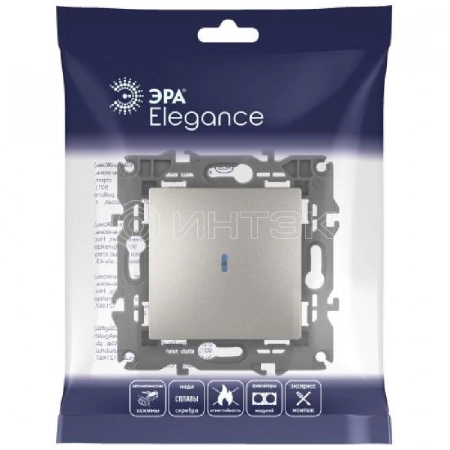 Выключатель Elegance 14-1102-16 250В 10АХ с подсветкой титан Эра Б0065785 изображение, фото