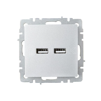 Розетка BRITE USB A+A 3.1А РЮ10-1-БрА механизм алюм. IEK BR-U21-D31-K47 изображение, фото