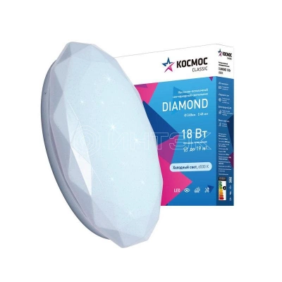 Светильник светодиодный Classic DIAMOND 18Вт 230В 6500К 1170лм 248х48мм настенно-потолочный КОСМОС KCDiam18W_6500 изображение, фото