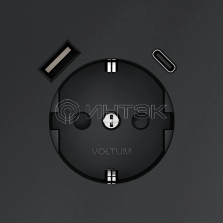 Розетка 1-м СП S70 16А с USB A+С с заземл. защ. шторки механизм графит Voltum VLS040507 изображение, фото