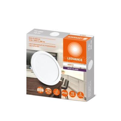 Светильник светодиодный Downlight DL 840 12Вт 4000К IP20 840лм ДВО встраив. даунлайт круглый бел. LEDVANCE 4607194235520 изображение, фото