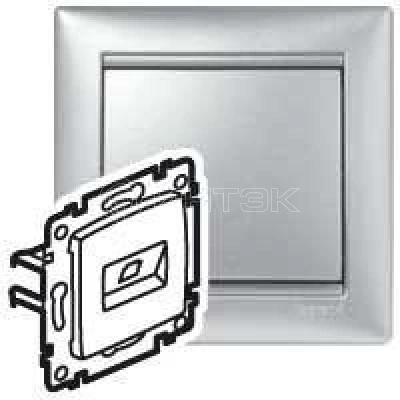 Розетка компьютерная 2-м СП Valena RJ45 кат.6 FTP на винтах механизм алюм. Legrand 770233 изображение, фото