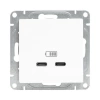 Розетка 2-м СП Эпика USB-C механизм бел. EKF UP1-SOW-2USBC изображение, фото