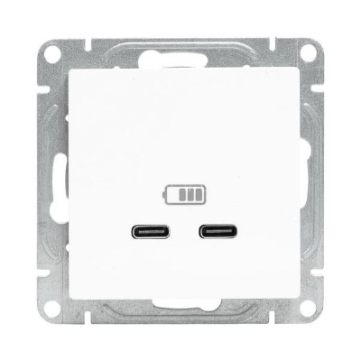 Розетка 2-м СП Эпика USB-C механизм бел. EKF UP1-SOW-2USBC изображение, фото