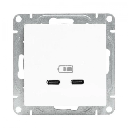 Розетка 2-м СП Эпика USB-C механизм бел. EKF UP1-SOW-2USBC изображение, фото