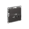 Розетка USB AtlasDesign тип A+C 5В/2.4А 2х5В/1.2А механизм базальт Systeme Electric ATN001439 изображение, фото