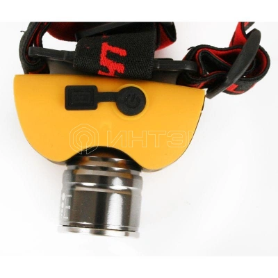 Фонарь аккумуляторный налобный E157 CREE 3Вт фокус 2 режима 220В пластик. желт. (бокс) Ultraflash 12351 изображение, фото