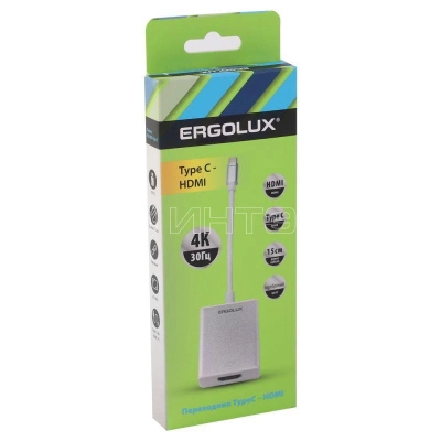 Переходник HDMI-Type C ELX-VA01-Type C пластик металлик коробка Ergolux 15300 изображение, фото
