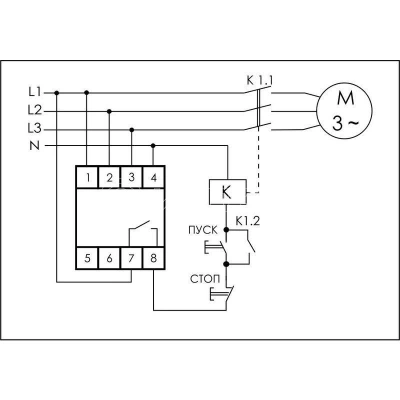 Реле контроля фаз CZF-B (3х400/230+N 8А 1перекл. IP20 монтаж на DIN-рейке) F&F EA04.001.002 изображение, фото