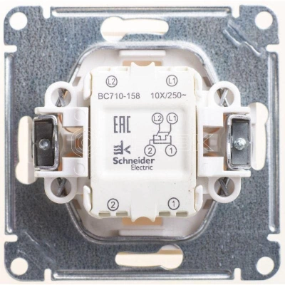 Переключатель перекрестный 1-кл. СП W59 10А IP20 10AX механизм сл. кость Systeme Electric VS710-158-2-86 изображение, фото