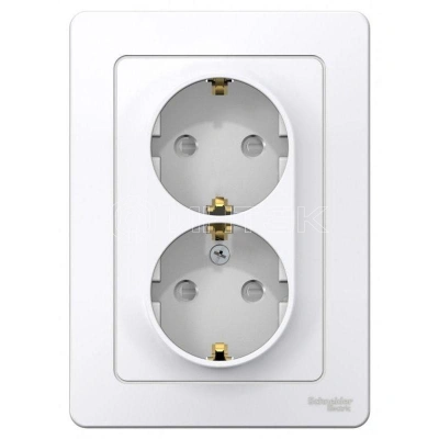 Розетка 2-м СП Blanca 16А IP20 250В с заземл. защ. шторки бел. Systeme Electric BLNRS001121 изображение, фото