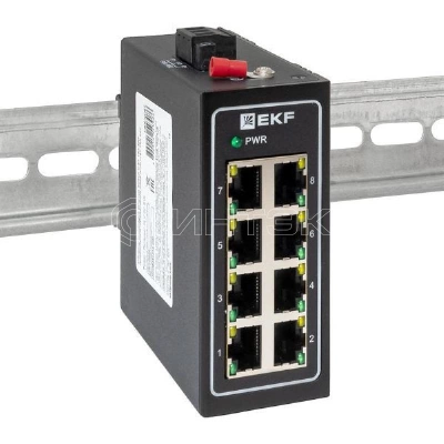 Коммутатор неуправляемый промышленный U-8T 8 портов 10/100Base-T(X) RJ45 монтаж на DIN-рейку TSX EKF TSX-U-8T изображение, фото