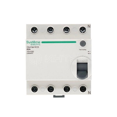 Выключатель дифференциального тока (УЗО) 4п 63А 100мА тип AC City9 Set 400В Systeme Electric C9R56463 изображение, фото
