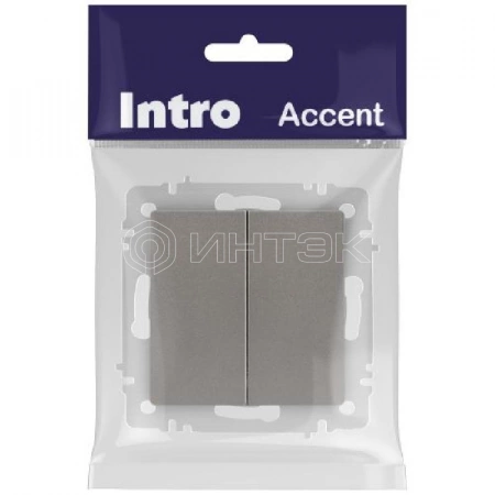 Переключатель 2-кл. СП Accent 6-107-09 10А IP20 250В AL/CU титан Intro Б0063572 изображение, фото