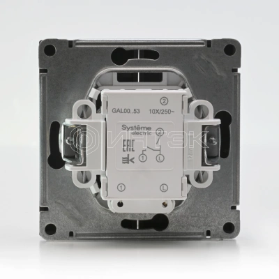 Выключатель 2-кл. ArtGallery (сх. 5а) 10AX с подсветкой механизм карбон Systeme Electric GAL001053 изображение, фото