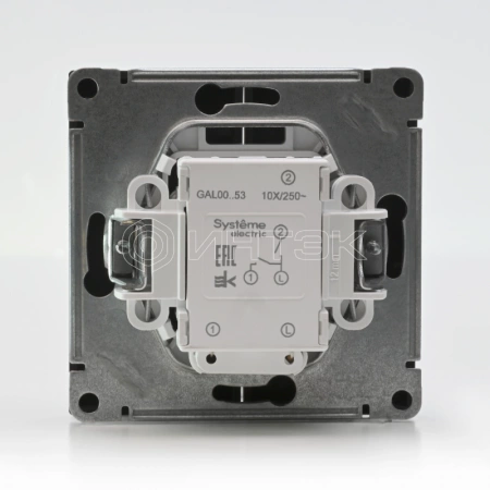Выключатель 2-кл. ArtGallery (сх. 5а) 10AX с подсветкой механизм карбон Systeme Electric GAL001053 изображение, фото