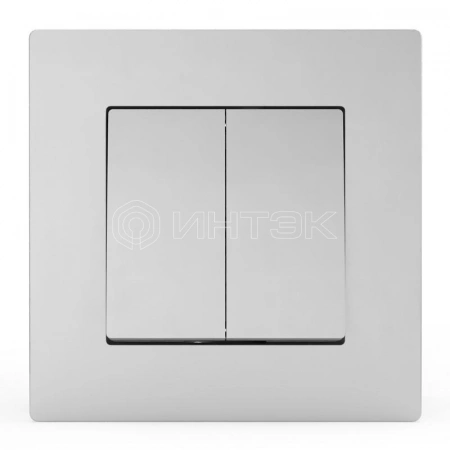 Выключатель 2-кл. СП Pixel 10А IP20 в сборе алюм. TOKOV ELECTRIC TKE-PX-V2F-C03 изображение, фото
