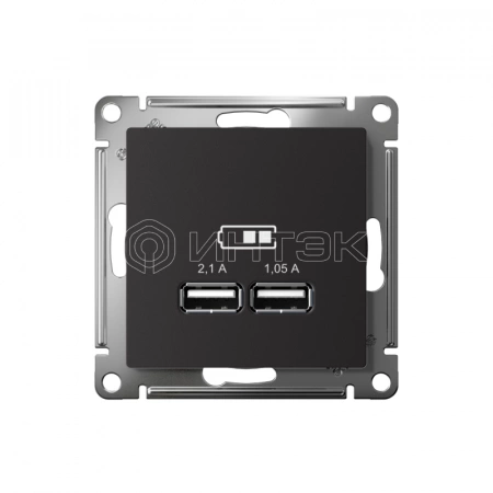 Розетка USB AtlasDesign тип A+A 5В 1х2.1А 2х1.05А механизм карбон Systeme Electric ATN001033 изображение, фото