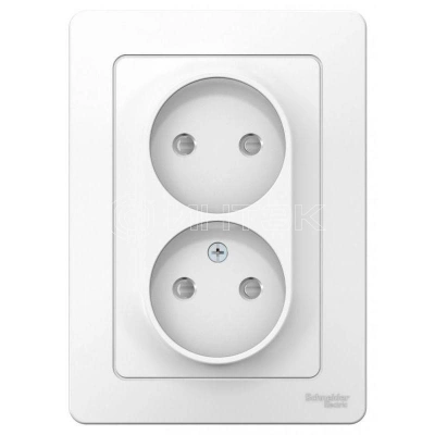 Розетка 2-м СП Blanca 16А IP20 250В без заземл. защ. шторки бел. Systeme Electric BLNRS000121 изображение, фото