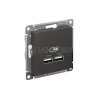 Розетка USB AtlasDesign тип A+A 5В/2.1А 2х5В/1.05А механизм базальт Systeme Electric ATN001433 изображение, фото