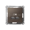 Розетка USB AtlasDesign тип A+A 5В 1х2.1А 2х1.05А механизм мокко Systeme Electric ATN000633 изображение, фото