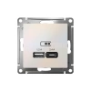Розетка USB AtlasDesign тип A+C 5В/2.4А 2х5В/1.2А механизм жемчуж. Systeme Electric ATN000439 изображение, фото