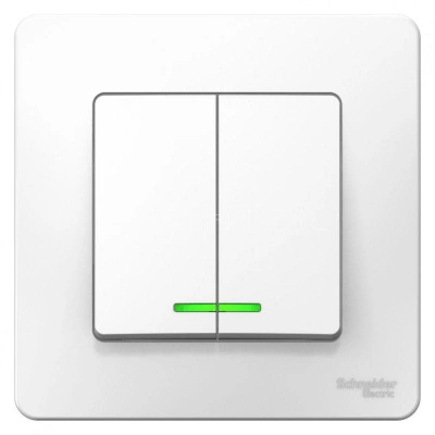 Выключатель 2-кл. СП Blanca 6А IP20 (сх. 5) 250В с подсветкой бел. Systeme Electric BLNVS006511 изображение, фото