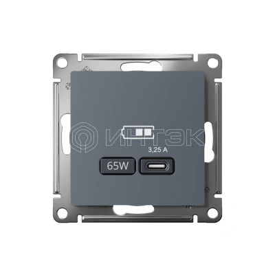 Розетка USB AtlasDesign тип C 65Вт QC PD высокоскор. ЗУ механизм грифель Systeme Electric ATN000727 изображение, фото