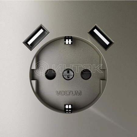 Розетка 1-м СП S70 16А с USB A+A с заземл. защ. шторки механизм шелк Voltum VLS040404 изображение, фото