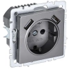 Розетка BRITE РЮш10-1-БрС 16А с USB A+A 2.1А с заземл. защ. шторки механизм сталь IEK BR-R14-16-U21-D21-K46 изображение, фото