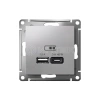 Розетка USB AtlasDesign тип A+C 45Вт QC PD высокоскор. ЗУ механизм алюм. Systeme Electric ATN000329 изображение, фото