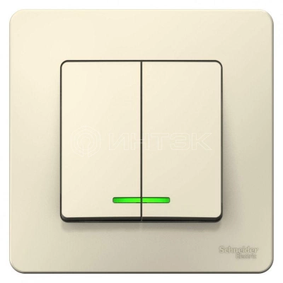 Выключатель 2-кл. СП Blanca 10А IP20 (сх. 5) 250В с подсветкой молочн. Systeme Electric BLNVS010512 изображение, фото