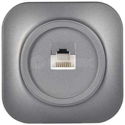 Розетка компьютерная ОП RJ45 кат.5E GLORY РК10-ХСм сталь матов. IEK EKH10-K46M изображение, фото