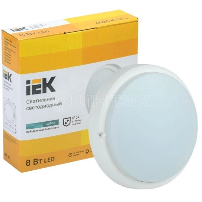 Светильник светодиодный ДПО 4001 8Вт 4000К IP54 круг бел. IEK LDPO0-4001-8-4000-K01 изображение, фото