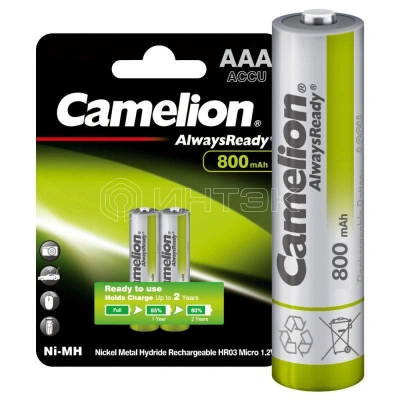 Аккумулятор AAA/HR03 1.2В 800мА.ч Ni-MH Always Ready NH-AAA800ARBP2 BL-2 металлик (блист.2шт) Camelion 7965 изображение, фото