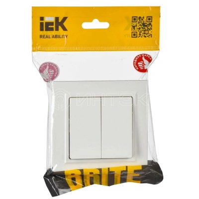 Выключатель проходной 2-кл. СП BRITE ВС10-2-6-БрБ 10А механизм бел. IEK BR-V22-0-10-K01 изображение, фото