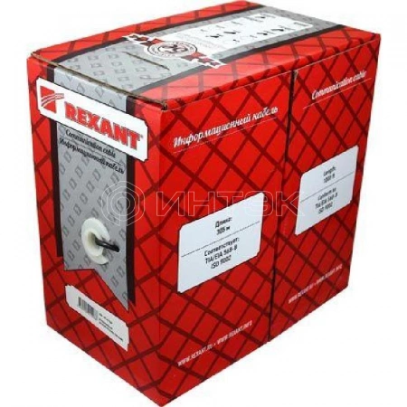 Кабель витая пара U/UTP кат.5E 4х2х24AWG медь МЖ сер. (305м) Rexant 01-0044 изображение, фото
