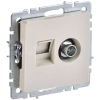 Розетка компьютерная + телевизионная 2-м Brite РТВ/РК12-БрКр RJ45 кат.5E + TV механизм беж. IEK BR-AK20-1-K10 изображение, фото