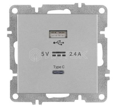 Розетка LAVIN/KAREN USB + TYPE-C механизм сер. ARVIA 50 03 2000 304 изображение, фото