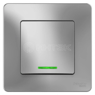 Выключатель 1-кл. СП Blanca 10А IP20 (сх. 1) 250В с подсветкой алюм. Systeme Electric BLNVS010113 изображение, фото